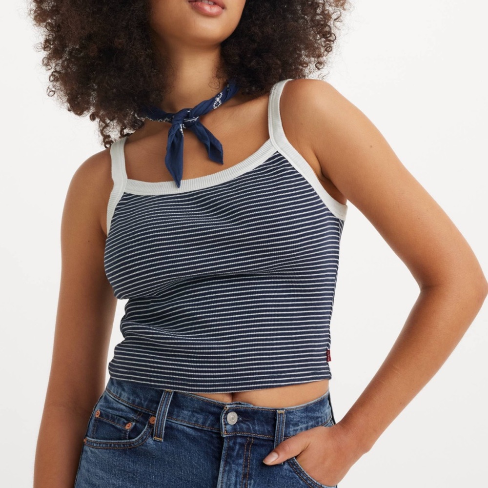 Levi’s NWT navy and white sporty ribbed tank size medium